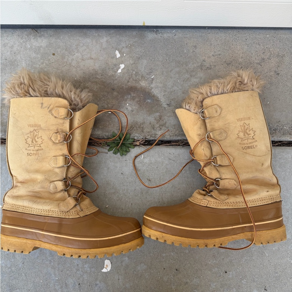 Sorel Verdun Men’s Size 10 Wool Lined wool Winter Leather Boots Tan